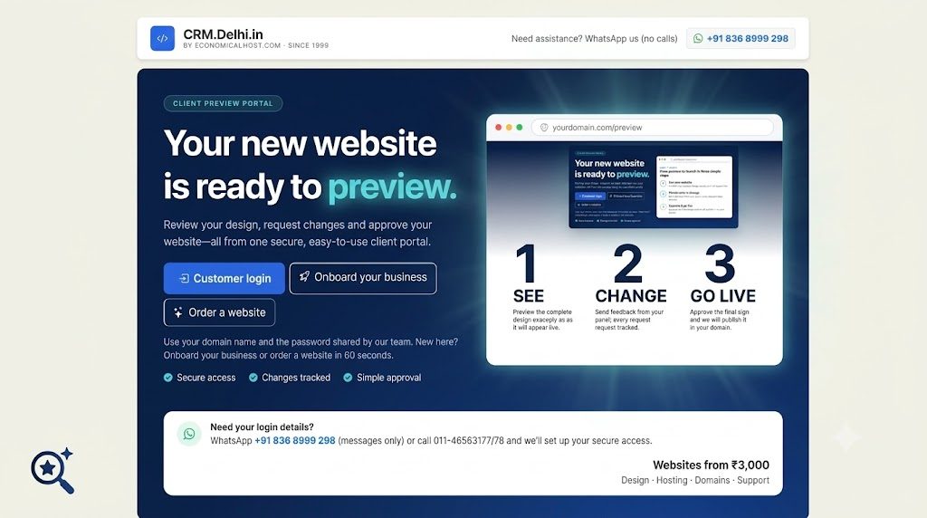 Screenshot of the CRM Delhi website