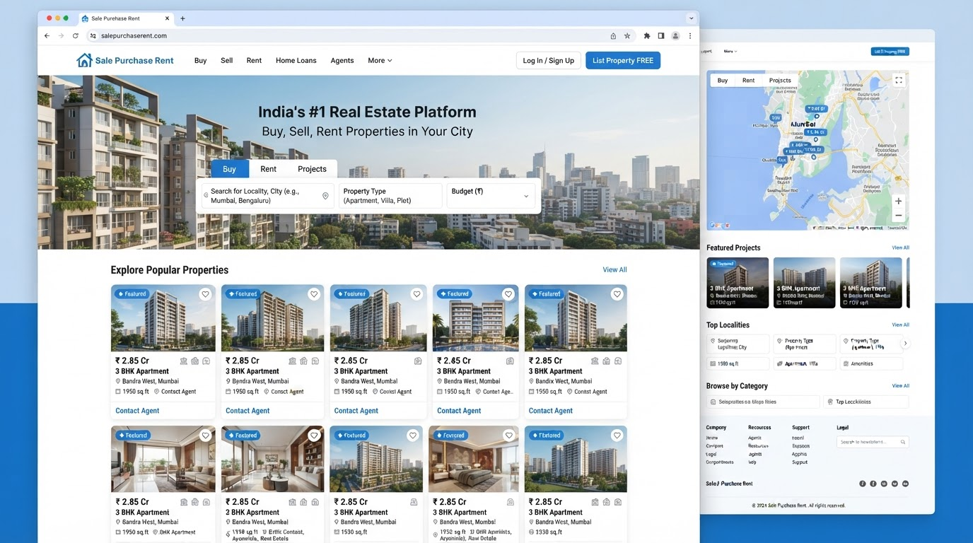Screenshot of the Sale Purchase Rent website
